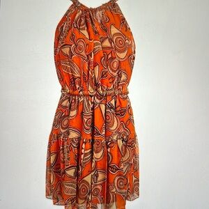 A.L.C. Bella silk mini dress orange pattern